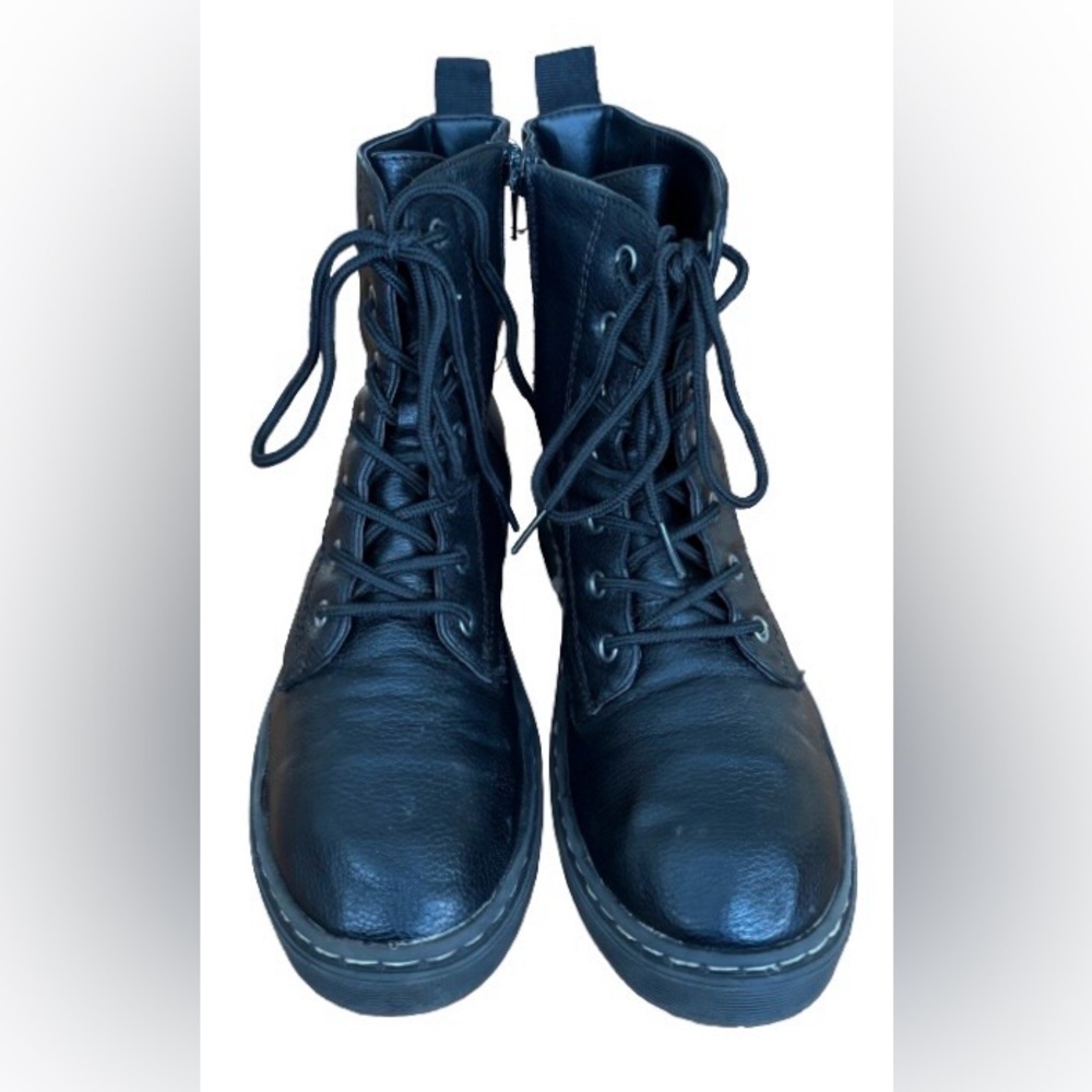 Sincerely Jules blk lthr lace up combat boots WM 5 goth punk indie sleeze - Picture 6 of 16